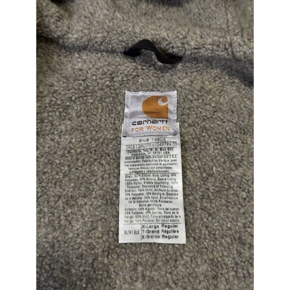 CARHARTT Washed Gray Duck Sherpa Lined Jacket Hoodie Outdoor Utility Workwear XL - Picture 3 of 15